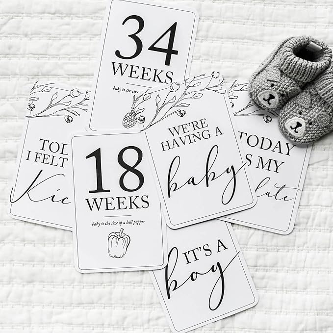 Baby Milestone Cards (19+11) - Weekly Baby Milestone Signs w/Hello World Newborn Sign, Announcement Sign - Birth Announcement Cards for New Moms