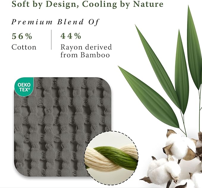 Threadmill Cooling Waffle Blanket King Size | Breathable, Lightweight and Cooling | Made from Rayon Derived from Bamboo | Waffle Throw Blanket for Couch and Sofa | 106 x 92 Inches | Scottish Grey