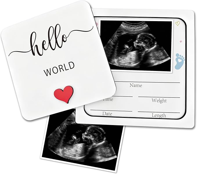 Pregnancy Announcement Ultrasound Picture Frame, Hello World Newborn Sign, Birth Announcement Ultrasound Photo Frame Wooden Surprise Box, Pregnancy Reveal to Grandparents, Friends, Auntie, Uncle