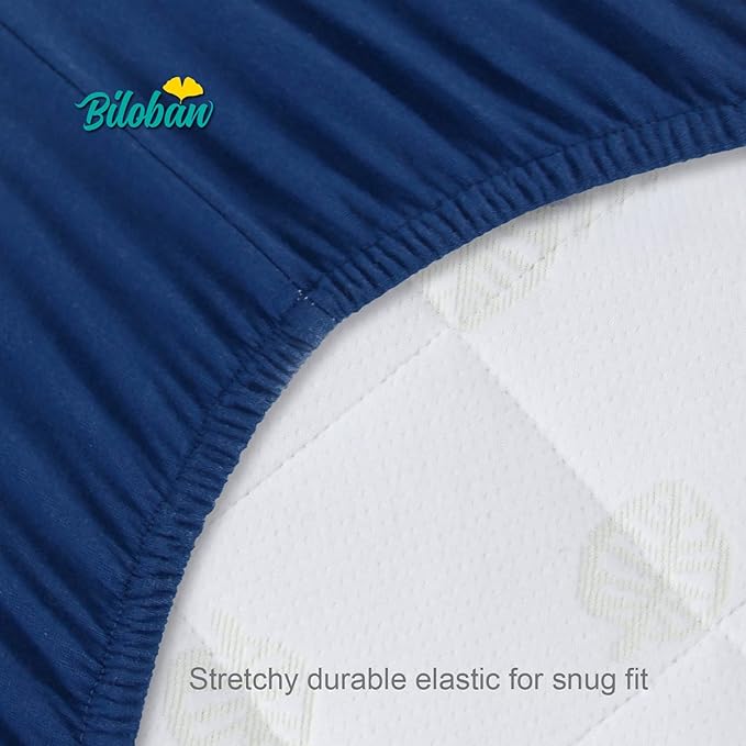 Bassinet Sheets Fit for Rectangle, Hourglass or Oval Bassinet Mattress, Universal Fitted Sheet Set for Various Bassinet Mattress Pad, 2 Pack, Ultra Soft Microfiber Sheets, White & Navy