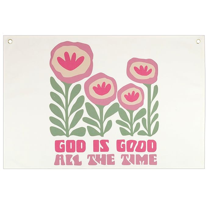Christian Bible Verse Scripture Rectangular Banner Flag Wall Decor Gift for Baby Boy Girl Kid,Nursery Bedroom Reading Room Decor-God is Good All the Time-Baby,Shower Birthday Christmas Gift