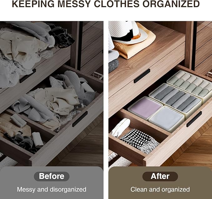 DIMJ Drawer Organizer Clothes 15 Pack - Foldable Baby Organizers and Storage & Dresser Organizer for Bedroom, Closet - Nursery Organization Dresser Dividers for underwear, Sock,Bra, Belt, Tie, Beige