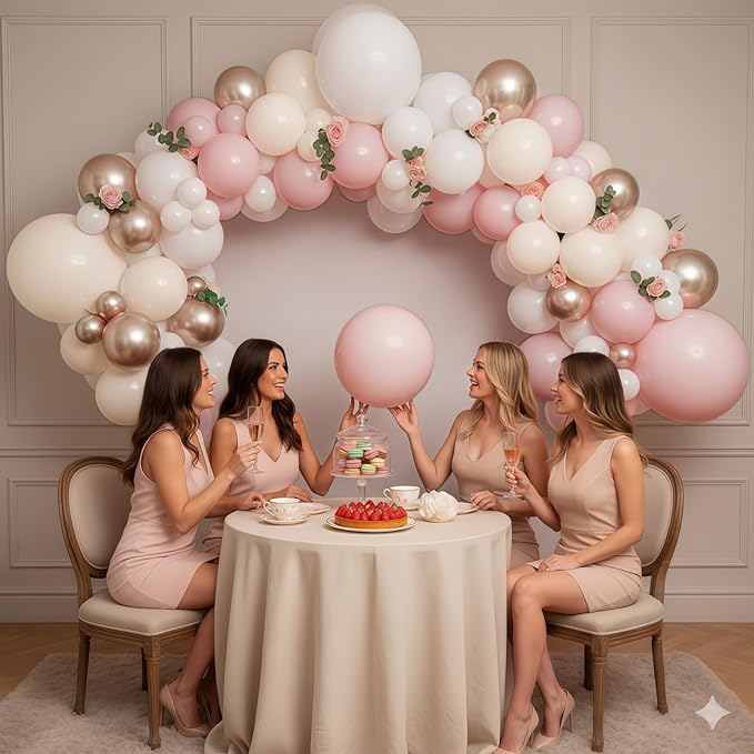 Nude Dusty Pink Balloons Set, 60Pcs 12 Inch Retro Blush Pink Apricot Helium Balloon with Beige White Champagne Gold Latex Neutral Balloons for Birthday Wedding Baby Bridal Shower Party Decorations