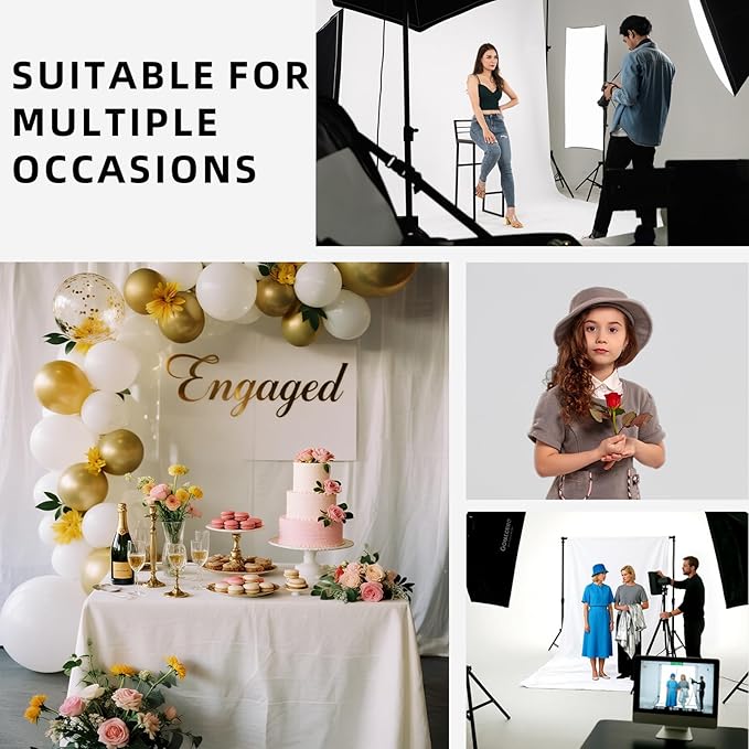White Backdrop,5x10FT Photo Backdrop for Photography Background Backdrops Curtain for Portraits Studio Photoshoot Party Screen Video Recording
