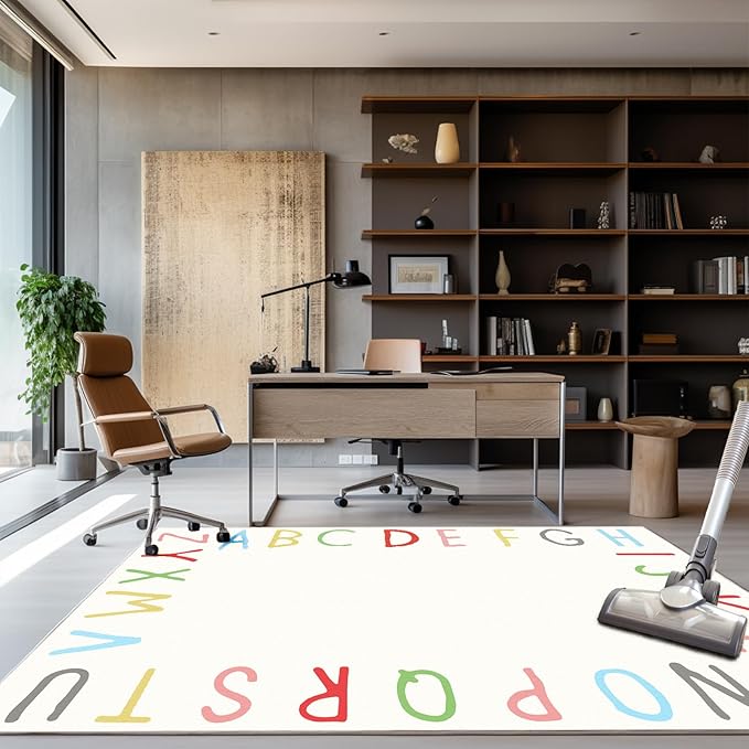 SHIPKEY 4x6 Feet Living Room Rugs, Cartoon Alphabet Nursery Rug for Bedroom, Large Modern Rugs for Children (120x180 cm)