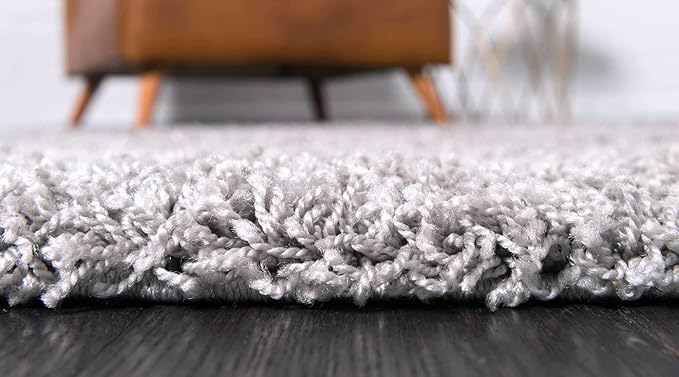 Unique Loom Solid Shag Collection Area Rug (2' 6" x 10' Runner, Cloud Gray)