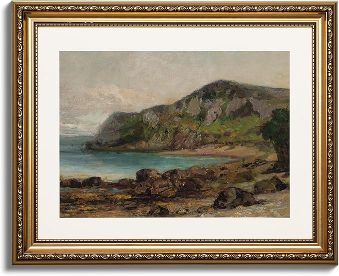 ARPEOTCY Vintage Gold Framed Wall Art, Nature Landscape Retro Paintings, Canvas Print Artwork with Antique Frame, Victorian Wall Picture Decor for Room Gallery Living Room, 13x16 inch