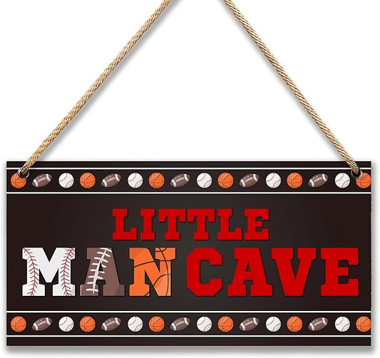 Sports Room Decor for Boys Room Little Man Cave Sign Decorations for Men Teenager Bedroom Nursery Playroom Wall Art - 6"x12" -A06