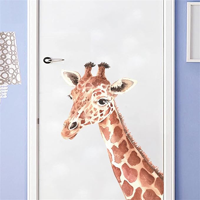 ROFARSO Lifelike Lovely Cute Giraffe Animal Vinyl Wall Stickers Removable Wall Decals Art Decorations Decor for Nursery Baby Bedroom Playroom Living Room Murals