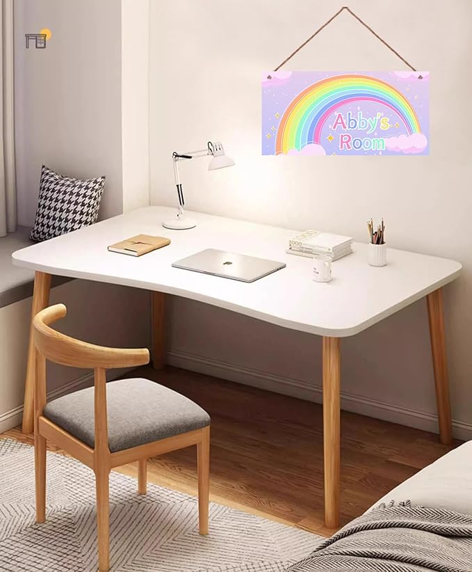 Personalized Cartoon Rianbow Sign For Kids Room Door Sign Custom Name Boys Room Girls Bedroom Decor Wall Art Toddler Nursery Wood Plaque For Little Man Cave