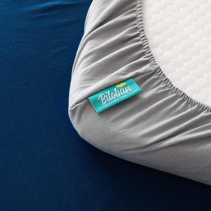 Bassinet Sheets Fit for Halo Bassinest Swivel/Flex/Glide Sleeper and 4moms mamaRoo Sleep Bassinet,100% Cotton, 2 Pack, Ultra Soft Bassinet Sheet, Gray and Navy Blue