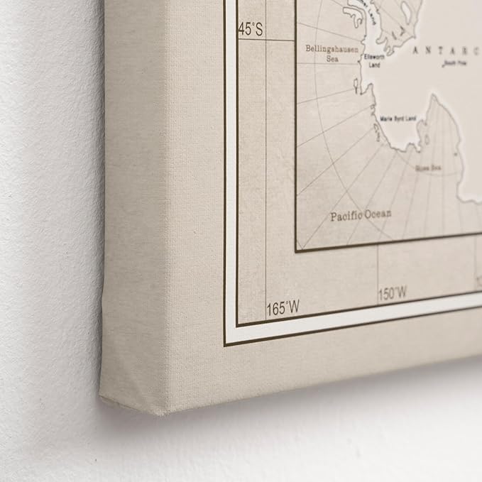 Canvas World Map with Cork Pin Board - English Lettering - Decorative Wall Decoration for All Rooms - Canvas Pictures with World Map Motif (150x100 cm, Pattern 16)