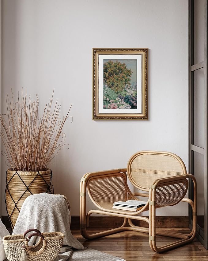 ARPEOTCY Vintage Gold Framed Wall Art, Nature Flower Garden Retro Paintings, Aesthetic Canvas Prints Artwork with Frame, Classical Victorian Wall Decor for Living Room Bathroom Bedroom 11x14 inch