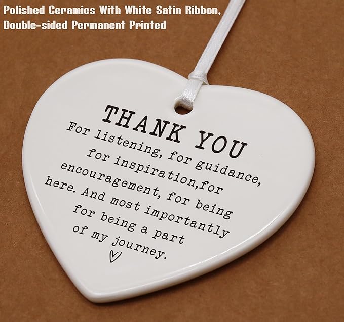 Heart Shaped Christmas Ornament-Thanksgiving Birthday for Leader Boss Teacher Mentor Tutor Coach Godparents Best Friends-Thank You Appreciation Keepsake Plaque Decor Double-Sided Printing