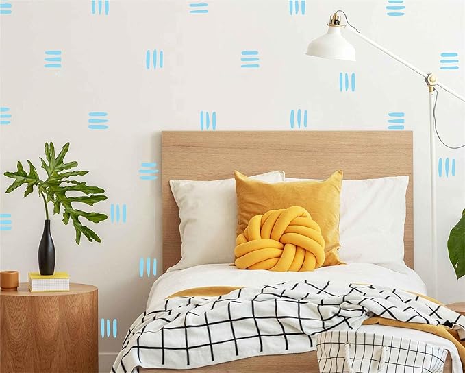 120pcs Modern Line Wall Stickers Boho Nursery Kids Living Room Scandinavian Home Décor Self-Adhesive Murals Vinyo DIY Gift YT5037 (Blue)