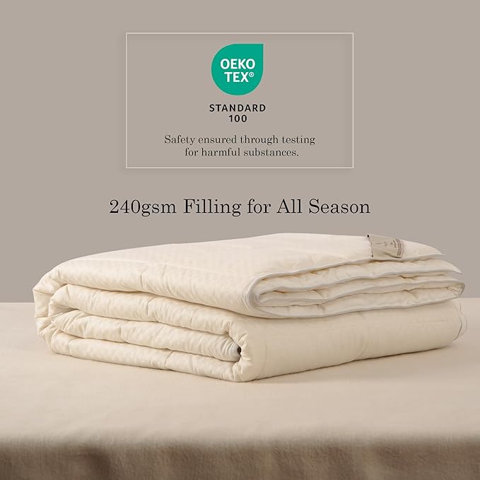 CUDDLE DREAMS Wool Comforter Duvet Insert, 100% Australian Wool Filling with Soft Noiseless Cotton Shell, Natural Warmth (Midweight for All Season, King)