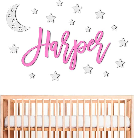Personalized Custom Wood Name Sign with Decorative Wooden Shapes Nursery Name Sign, Personalized Baby Gifts Nursery Wall Decor Baby Name Sign Wooden Name Sign