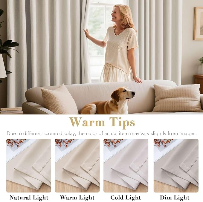 H.VERSAILTEX Room Darkening Curtains for Living Room Light Reducing Thermal Insulated Window Treatment Panels/Drapes Grommet Top 2 Panels (Ivory - 52 x 96 Inches)