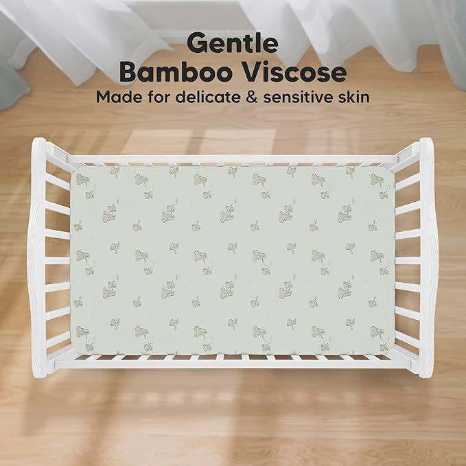 KeaBabies 2-Pack Baby Crib Sheets for Boys, Girls - 52x28 Viscose Derived from Bamboo Toddler Bed Sheets Neutral, Fitted Crib Mattress Cover for Standard Baby Bedding, Soft & Cozy (Elly)