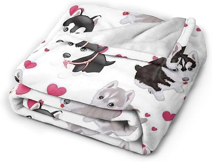 Alaskan Malamute Dog Blanket - Cute Throw for Girls, Women, Kids, Adults - Soft Warm Cozy Fleece for Couch, Sofa, Bed - Alaskan Dog Gifts and Decor - 80"x60"
