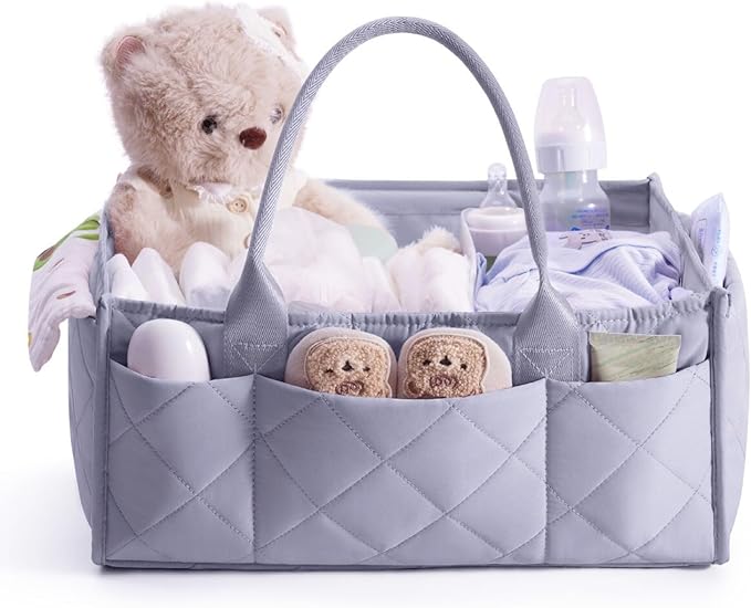 CEI-CEI Baby Diaper Caddy Organizer with Handle, Large Portable Nursery Storage Basket for Newborn Essentials, Changing Table and Car Organizer, Gift for Baby Shower