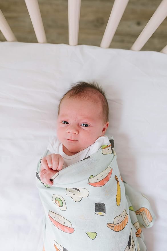 Loulou Lollipop Soft Baby Swaddle Blanket Muslin Wrap Receiving Blanket for Newborn to Toddler Girl and Boy, Large 47” by 47” - Sushi…
