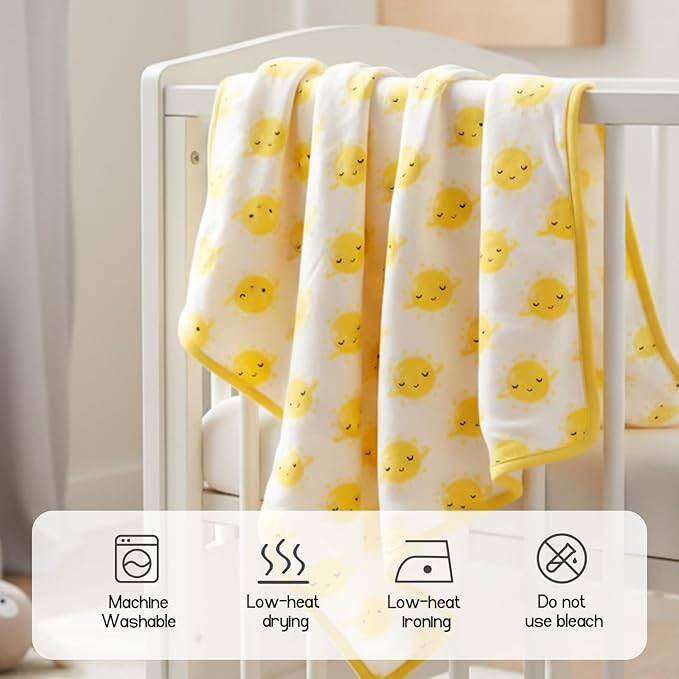 Supersoft Baby Blankets for Girls Boys, Rayon Made from Bamboo Baby Quilt - Breathable & Hypoallergenic Blanket for Bedding Crib Stroller 30"x40" (Yellow Planet)