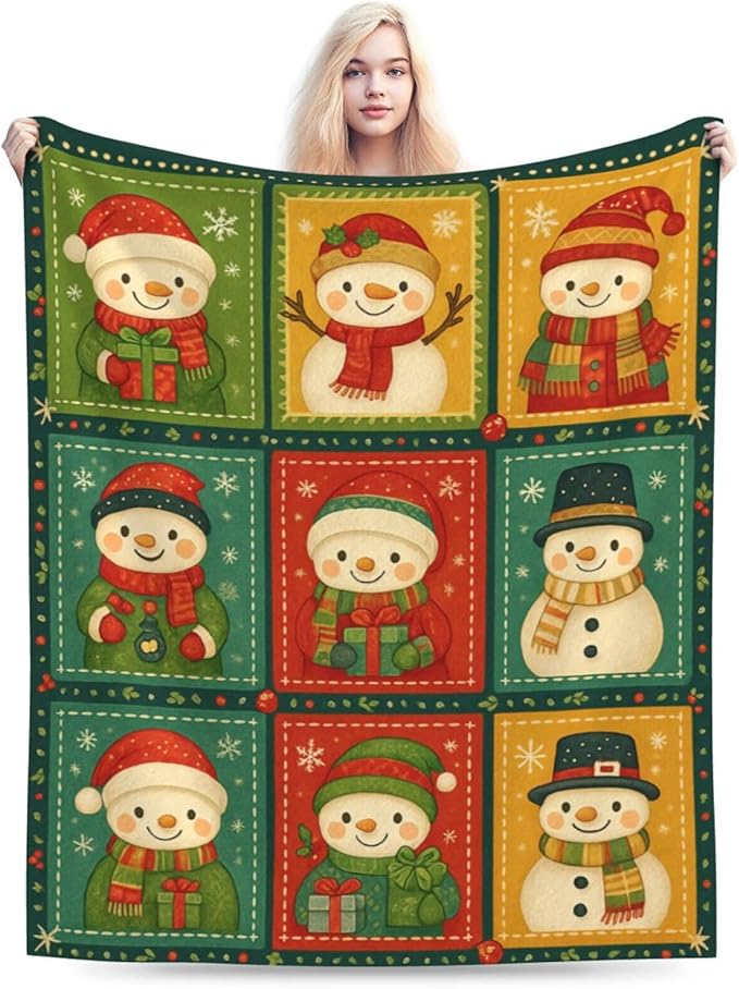 Snowman Blanket Cute Christmas Snowman Winter Fuzzy Plush Super Fleece Plush Soft Cozy Warm Stuff Bedding Toddler Nursery Baby Blankets Gifts for Boys Girls Kids Adult Men Women 40"X50"