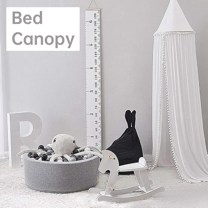 Bed Canopy, Hanging Round Dome Mosquito Net Curtains Tent Canopies Over Cute Princess Style Decoration Crib Ceiling Castle For Girls Baby Kids Boys Child Nursery Bedroom Reading (White)