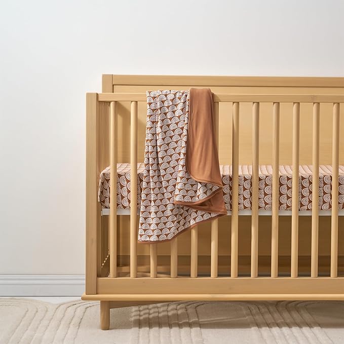 Little Sleepies Cloud Blanket, Soft Viscose from Bamboo Toddler & Baby Blanket for Boys & Girls, Lightweight, Perfect for Hot Sleepers, 50" x 50", Large (Rust Rainbows)