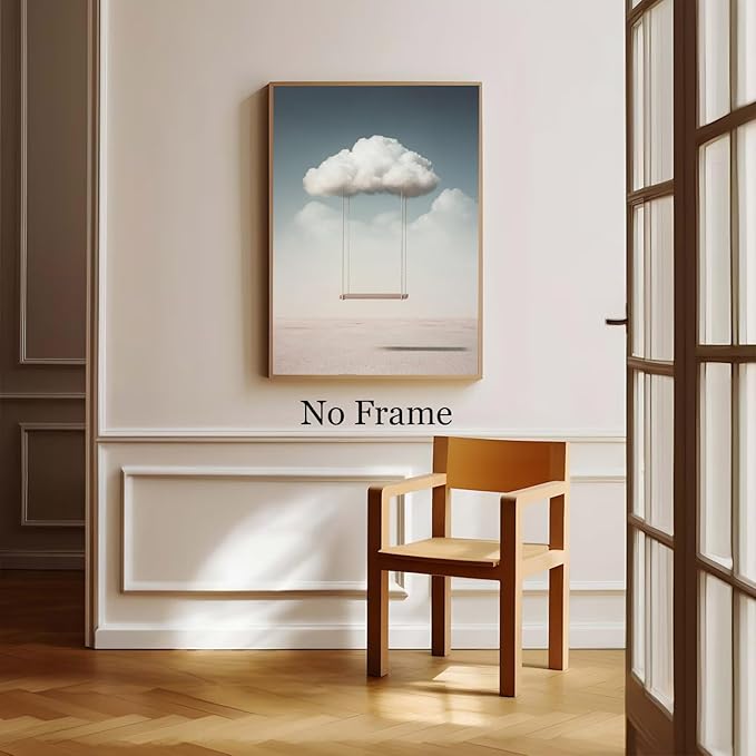 Clouds Canvas Wall Art Modern Abstract Prints Modern Clouds Wall Art White Clouds Poster Swing Wall Art Nature Landscape Prints Cloud Swing Wall Art Blue Sky Landscape Nature Art 16x24inch Frameless