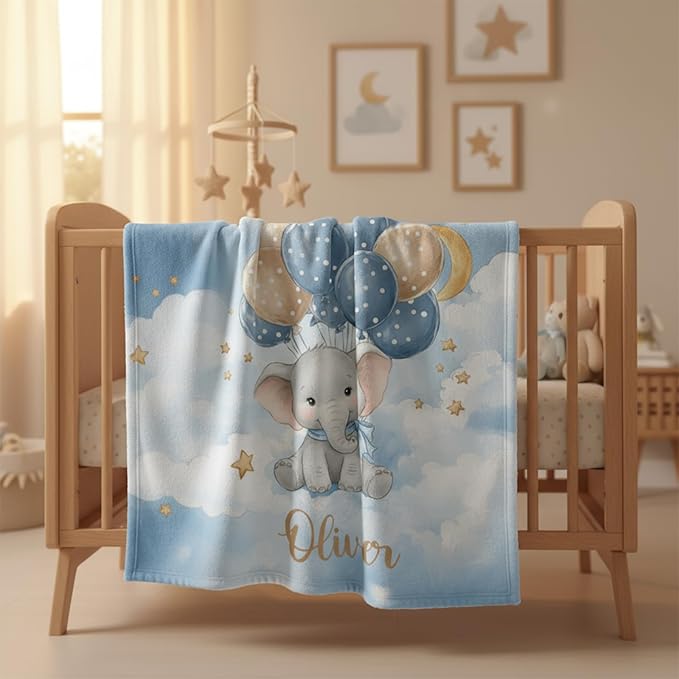 Personalized Baby Blanket for Boys Girls, Custom Name Blanket with Name, Printed in USA, Soft Blankets for Newborn, Customized Gifts for Baby Shower Birthday Christmas, Ship Next Day