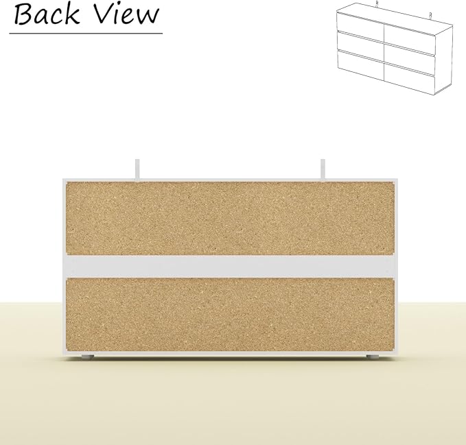 FAMAPY Chest of Drawers Dresser No Handles, 6 Drawer Dresser with Wide Storage, Modern 6-Drawer Chest, for Bedroom White 59”W x 15.7”D x 32.3”H