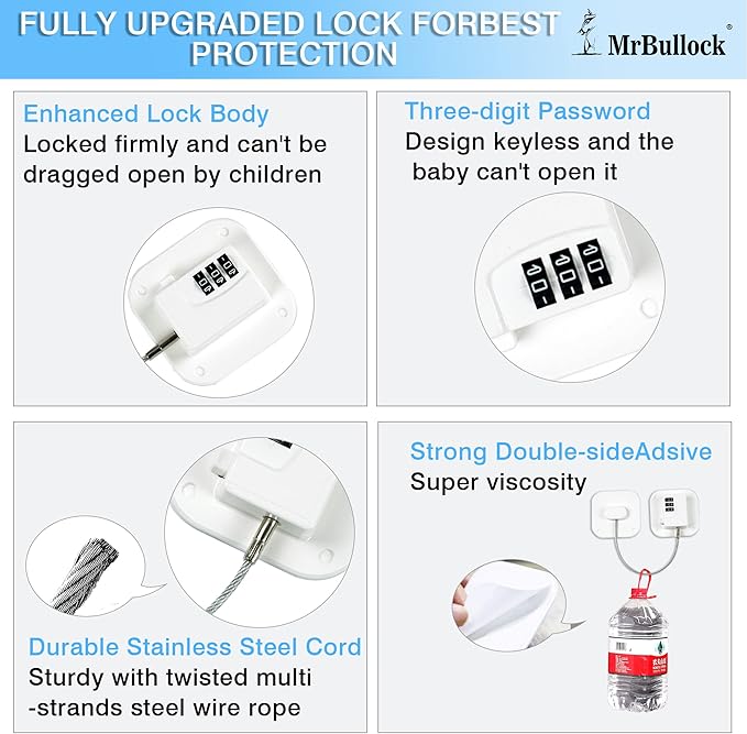 Refrigerator Lock Fridge Locks for Kids Keyless Child Safety Cabinet Locks for Cabinets Closets Drawers Window Electrical Appliances