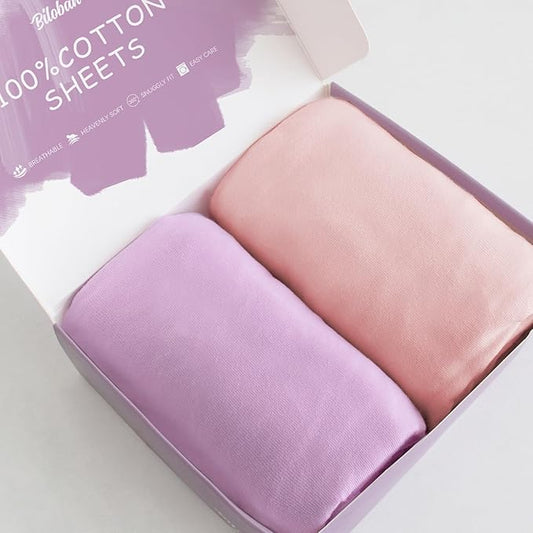 Bassinet Sheets Fit for Dream On Me Lacy, Delta Children Curve, Regalo Baby Basics™ Infant, Fisher Price, Simmons Kids(for Twins) and Safety 1st Bassinet,100% Cotton, 2 Pack, Pink and Violet