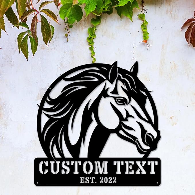 Personalized Horse Head Metal Sign – Custom Name & Established Date Rustic Farmhouse & Home Decor, Handcrafted Wall Art
