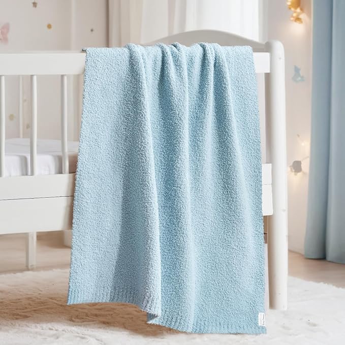 EVERGRACE Soft Plush Baby Blanket for Boys Girls, Double-Sided Fleece Fuzzy Toddler Nursery Blanket Lightweight Warm Cozy Throw Blanket for Baby Crib, Couch, Bed, Pearl Blue, 50"x60"