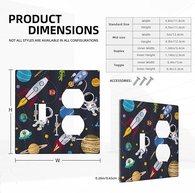 Outlet Covers Tropical Plant Green Palmrocket Planets Astronaut Blue Decorative 2 Gang Combin 1 Toggle/1 Duplex Light Switch Cover Gfci Wall Plate Electrical Receptacle Switchplate Decor