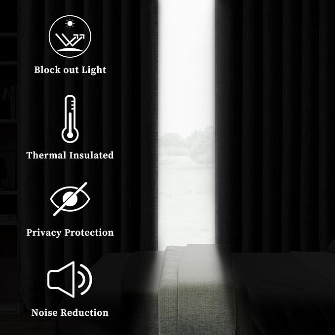 Gray Pinch Pleated Blackout Curtains Linen Texture Noise Reduction Window Treatment Panel 84 Inch with Full Blackout Liner for Bedroom Thermal Insulated Back Tab Drapes with Hooks, 2 Panel, 40"Wx84"L