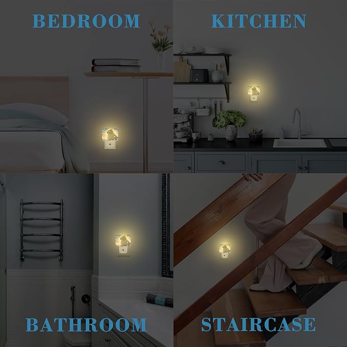 Cartoon Cute Black Cat Night Light for Kids Girls Boys, Cat in The Flowers LED Night Light Plug into Wall with Dusk to Dawn Sensor for Room, Hallway, Kitchen, Bathroom, Stairs Decor