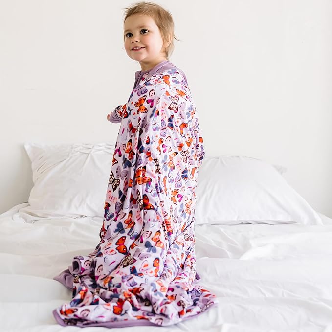 Little Sleepies Cloud Blanket, Soft Viscose from Bamboo Toddler & Baby Blanket for Boys & Girls, Lightweight, Perfect for Hot Sleepers, 50" x 50", Large (Butterfly Kisses)