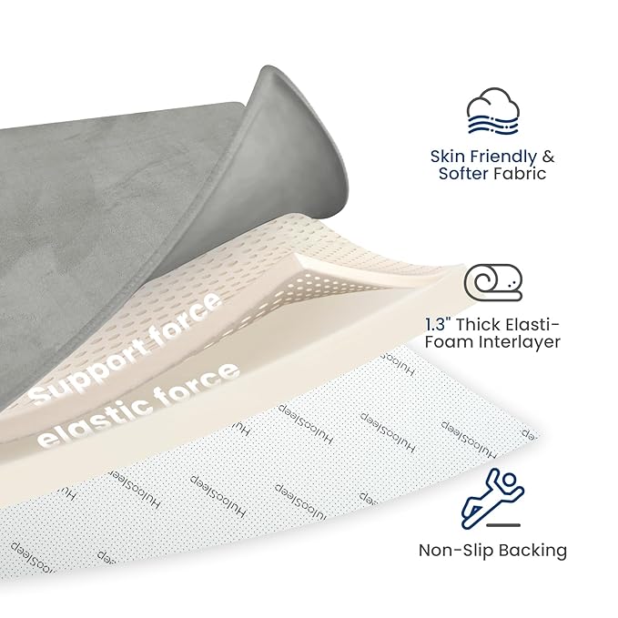 Baby Play Mat for Floor,1.3" Thick Elasti-Foam 50"×74" Playpen Mat for Tummy Time,Water Repellent Soft Coral Velvet for Toddler,Infant,Kids,Non-Slip Backing Safe for Crawling(Light Grey)