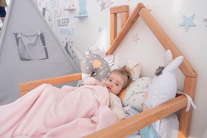 BUSY WOOD Floor Bed House Frame - Toddler Bed Montessori - Toddler House Bed Frame - Montessori Style Bed - House Bed Frame Toddler Kids - Montessori Floor Bed Twin (Model 3, Natural Tree, Floor Bed)
