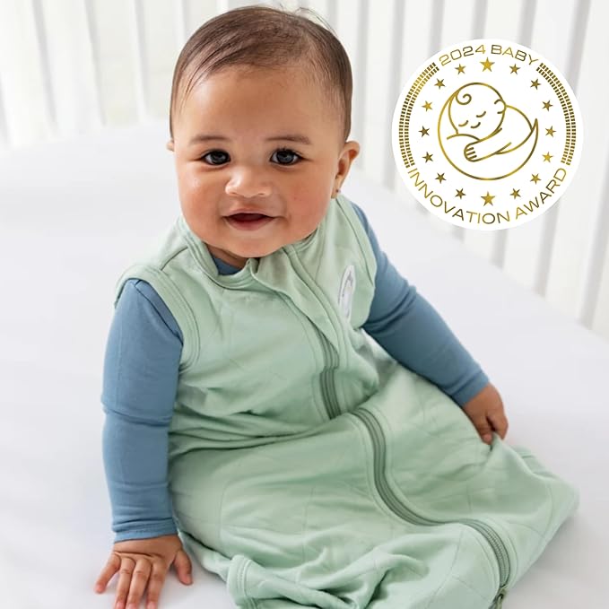 Dreamland Baby Lightweight Bamboo Viscose Sleep Sack (0-6 Months). 1.0 TOG Ultra Soft Blanket w/ 2-Way Zipper. 95% Viscose, 5% Spandex (Sage). Mom-Owned US Business, Premium Materials