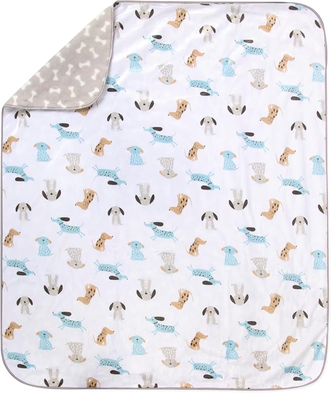 Sherpa Fleece Baby Blankets for Boys and Girls – Colorful, Reversible Baby Blankets for Newborns, Infants, Toddlers, and Nursery (Puppy Grey)