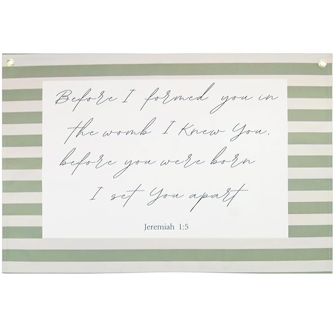 Christian Bible Verse Scripture Rectangular Banner Flag Wall Decor Gift for Baby Boy Girl Kid,Nursery Above Crib Bedroom Reading Room Decor-Before I Formed You-Baby,Shower,Birthday Christmas Gift