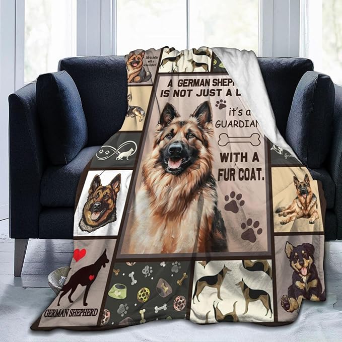 German Shepherd Decor Blanket German Shepherd Gifts Throw Blanket Super Soft Flannel Lightweight Fluffy Plush Fuzzy Fleece Blanket for Dog Lover Girl Woman Boys Kids Adults Man for Bed Sofa 50"X60"