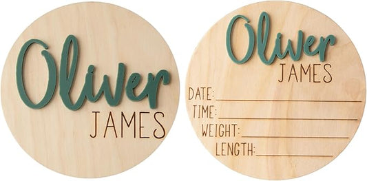 Personalized Newborn Announcement Sign for Hospital - Wooden Birth Announcement Sign for Hospital - Baby Name Announcement Sign - Baby Milestone Signs - Boy Girl - double sided