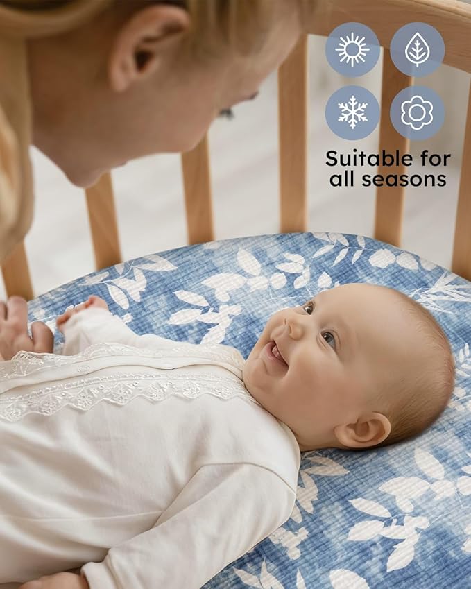 Yoofoss Muslin Baby Bassinet Sheets Boys Girls, Organic Fitted Bassinet Mattress Sheets Compatible with Halo Bassinest Swivel Sleeper,Baby Delight, Angelbliss, Soft, Breathable, Durable