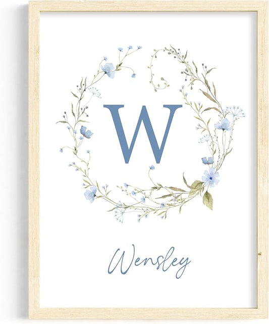 Personalized Name Flower Nursery Wall Art Prints, Crib & Nursery décor, Newborn Baby Girl Gift Present, Floral Baby Girl Room Pictures, Poster For Baby And Kids (1 Print, Flower 7)